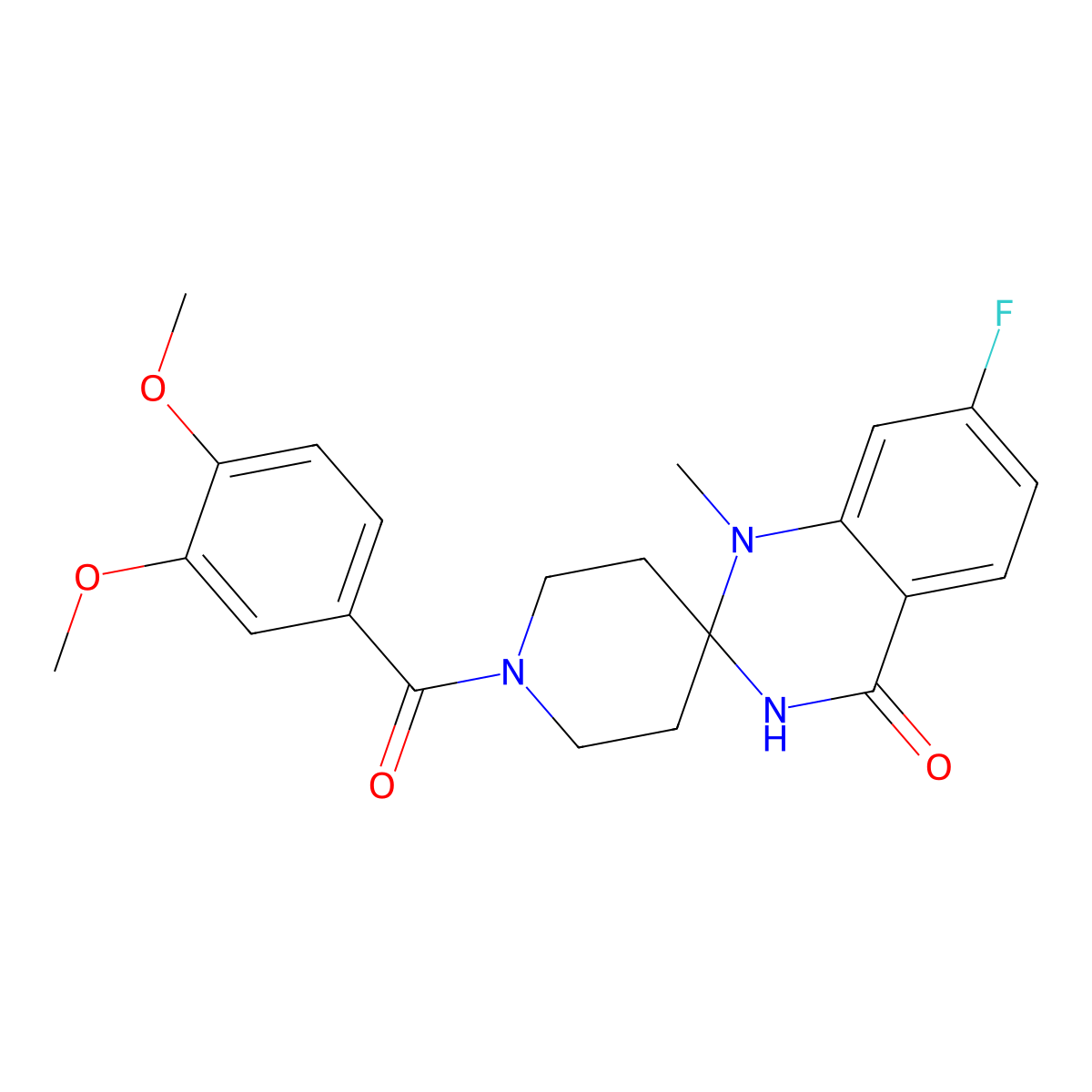 1-(3,4-dimethoxybenzoyl)-7'-fluoro-1'-methyl-3',4'-dihydro-1'H-spiro[piperidine-4,2'-quinazoline]-4'-one molecular structure, CAS 1251624-73-3