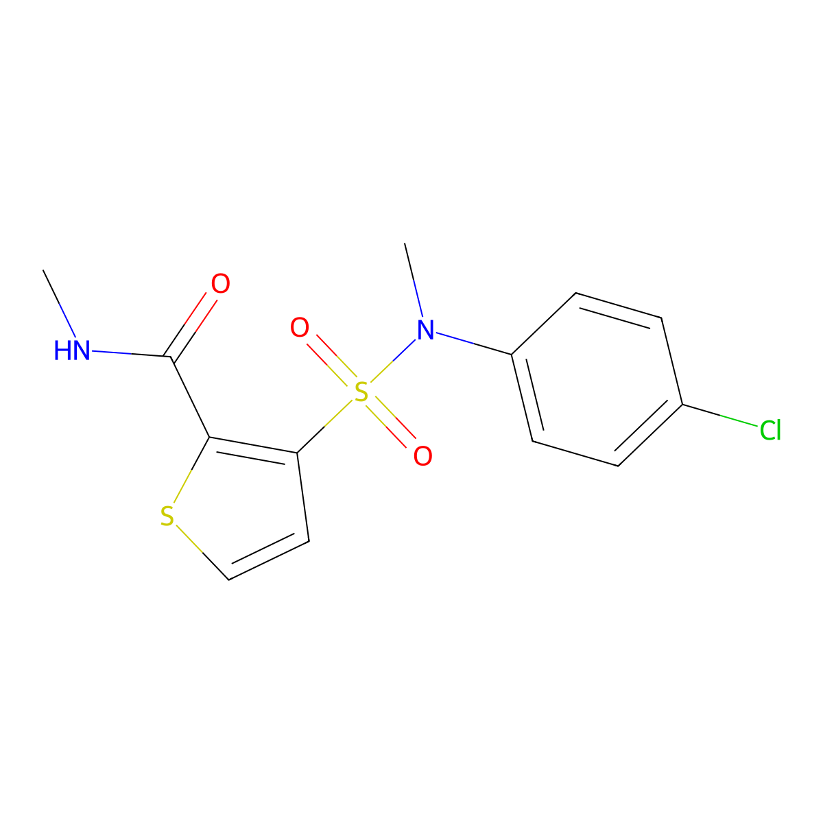3-[(4-chlorophenyl)(methyl)sulfamoyl]-N-methylthiophene-2-carboxamide molecular structure, CAS 1251624-90-4