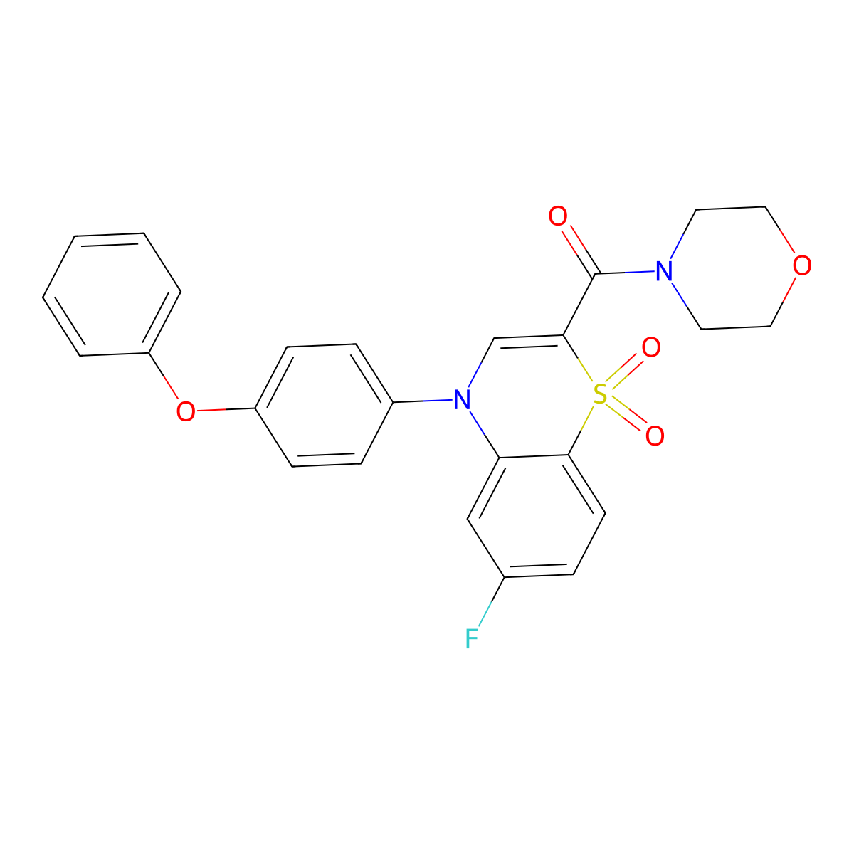 6-fluoro-2-(morpholine-4-carbonyl)-4-(4-phenoxyphenyl)-4H-1lambda6,4-benzothiazine-1,1-dione molecular structure, CAS 1251624-94-8