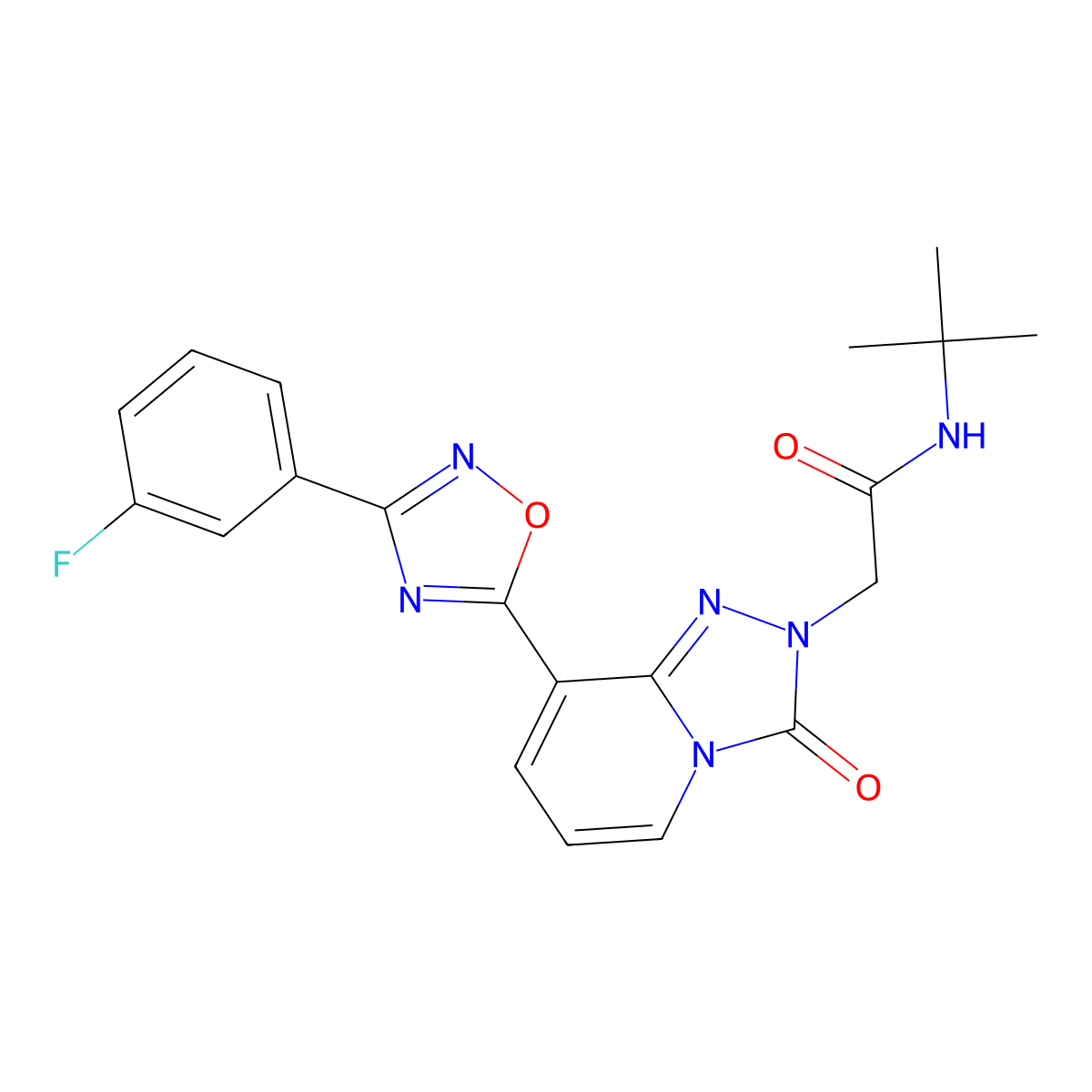 N-tert-butyl-2-{8-[3-(3-fluorophenyl)-1,2,4-oxadiazol-5-yl]-3-oxo-2H,3H-[1,2,4]triazolo[4,3-a]pyridin-2-yl}acetamide molecular structure, CAS 1251624-99-3