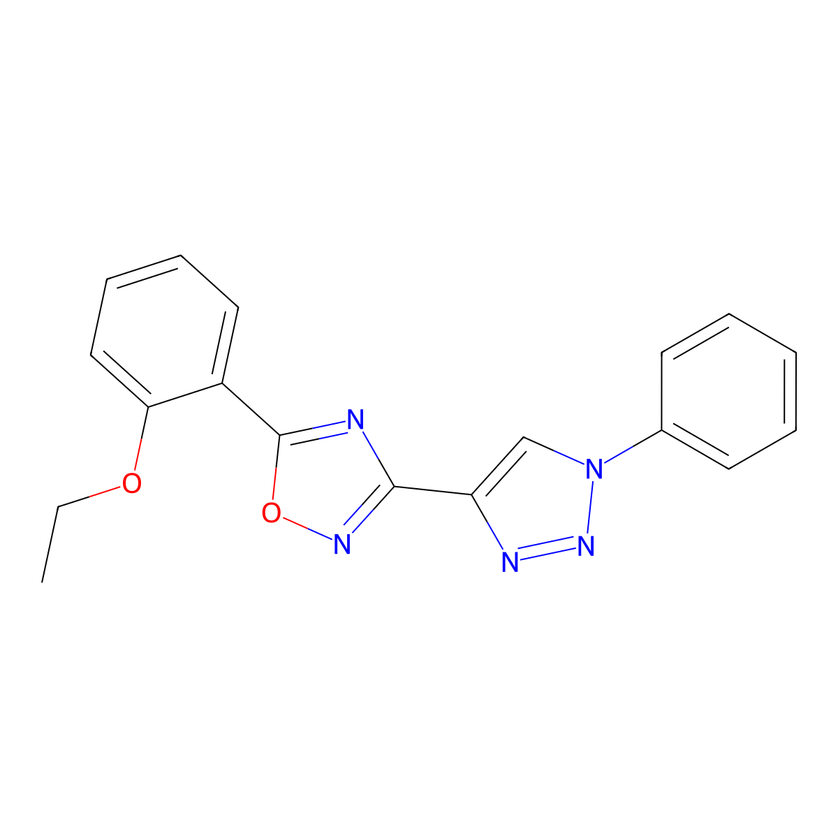 5-(2-ethoxyphenyl)-3-(1-phenyl-1H-1,2,3-triazol-4-yl)-1,2,4-oxadiazole molecular structure, CAS 1251625-00-9