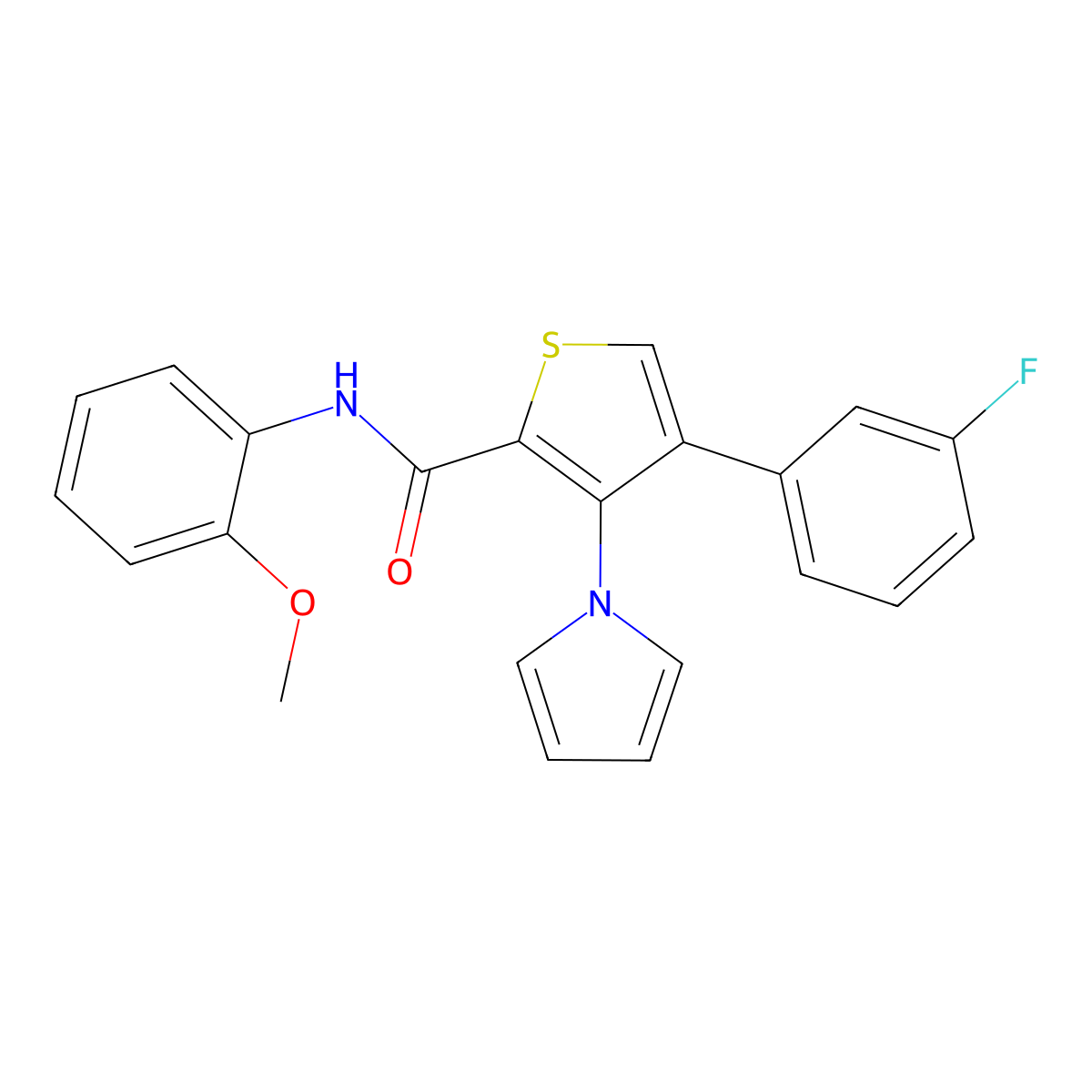 4-(3-fluorophenyl)-N-(2-methoxyphenyl)-3-(1H-pyrrol-1-yl)thiophene-2-carboxamide molecular structure, CAS 1251625-01-0