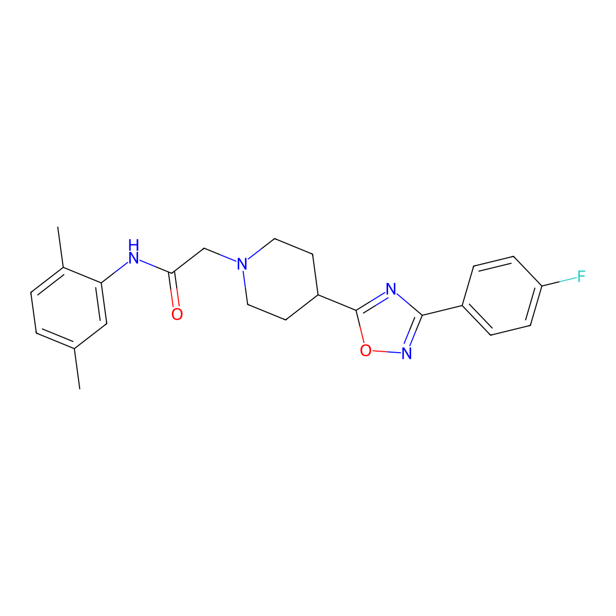 N-(2,5-dimethylphenyl)-2-{4-[3-(4-fluorophenyl)-1,2,4-oxadiazol-5-yl]piperidin-1-yl}acetamide molecular structure, CAS 1251625-06-5
