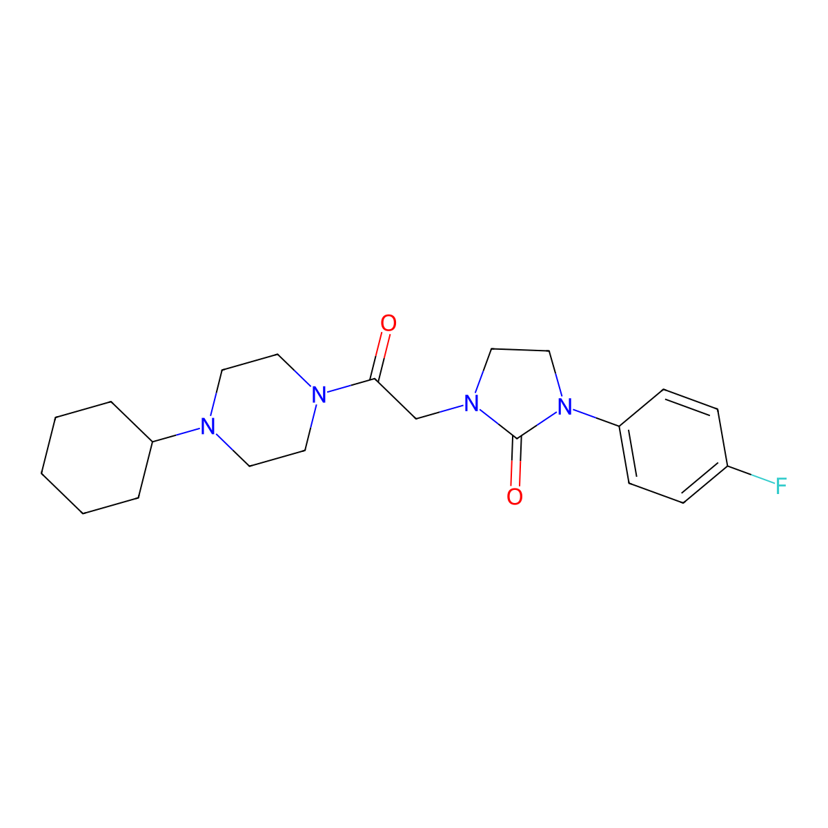 1-[2-(4-Cyclohexylpiperazin-1-yl)-2-oxoethyl]-3-(4-fluorophenyl)imidazolidin-2-one molecular structure, CAS 1251625-08-7