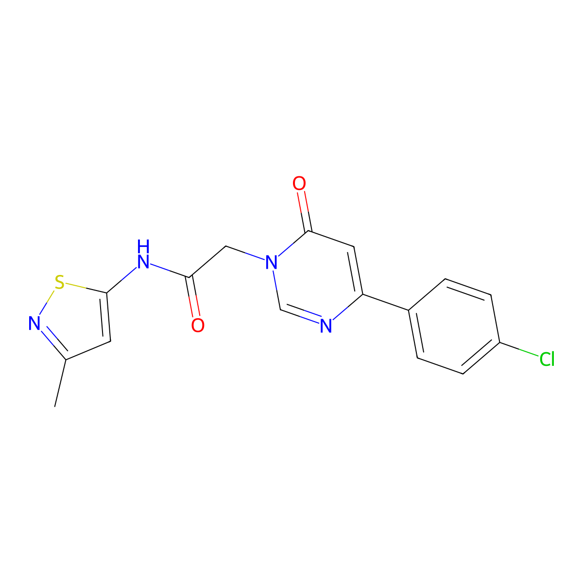2-(4-(4-chlorophenyl)-6-oxopyrimidin-1(6H)-yl)-N-(3-methylisothiazol-5-yl)acetamide molecular structure, CAS 1251625-09-8