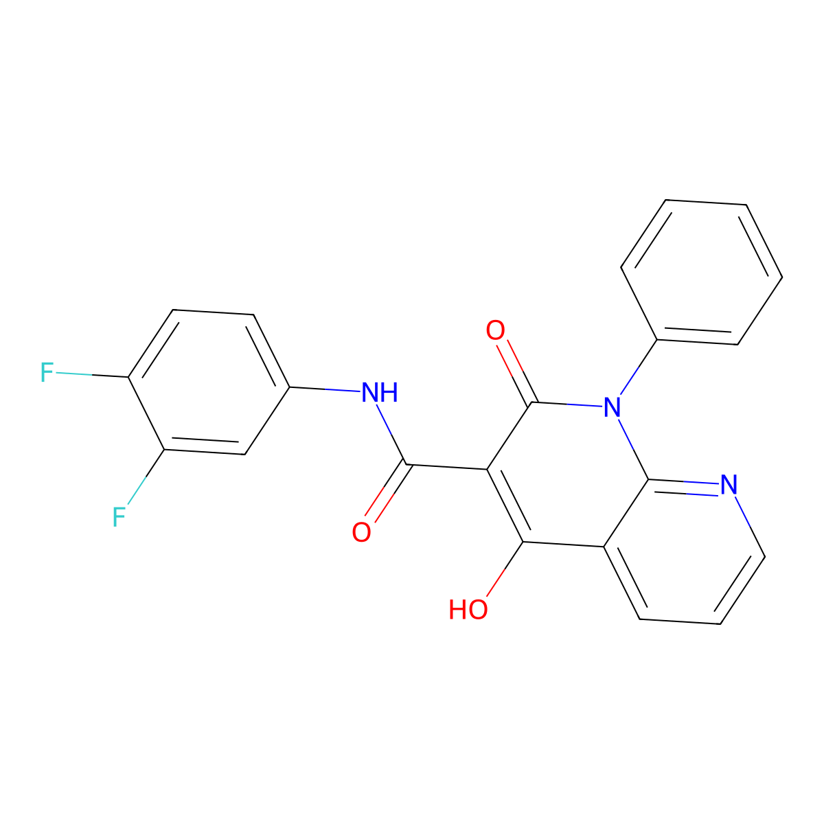 N-(3,4-difluorophenyl)-4-hydroxy-2-oxo-1-phenyl-1,2-dihydro-1,8-naphthyridine-3-carboxamide molecular structure, CAS 1251625-11-2