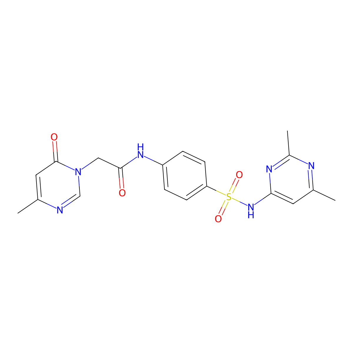 N-(4-(N-(2,6-dimethylpyrimidin-4-yl)sulfamoyl)phenyl)-2-(4-methyl-6-oxopyrimidin-1(6H)-yl)acetamide molecular structure, CAS 1251625-14-5