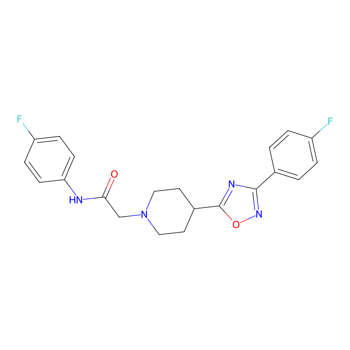 N-(4-fluorophenyl)-2-{4-[3-(4-fluorophenyl)-1,2,4-oxadiazol-5-yl]piperidin-1-yl}acetamide molecular structure, CAS 1251625-16-7