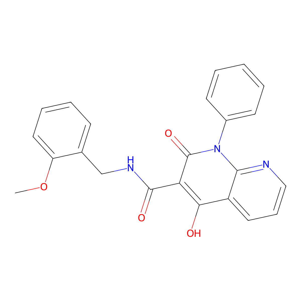 4-hydroxy-N-[(2-methoxyphenyl)methyl]-2-oxo-1-phenyl-1,2-dihydro-1,8-naphthyridine-3-carboxamide molecular structure, CAS 1251625-22-5