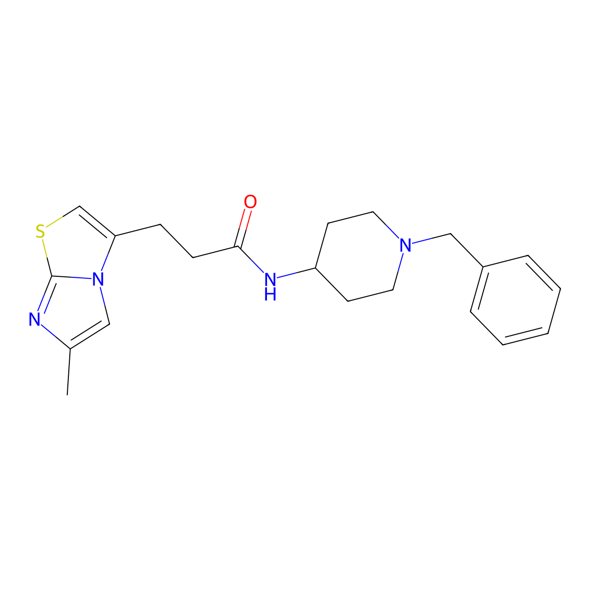 N-(1-benzylpiperidin-4-yl)-3-(6-methylimidazo[2,1-b]thiazol-3-yl)propanamide molecular structure, CAS 1251625-36-1