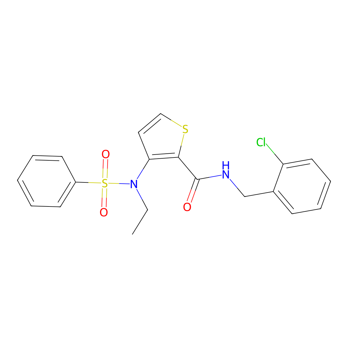 N-[(2-chlorophenyl)methyl]-3-(N-ethylbenzenesulfonamido)thiophene-2-carboxamide molecular structure, CAS 1251625-38-3