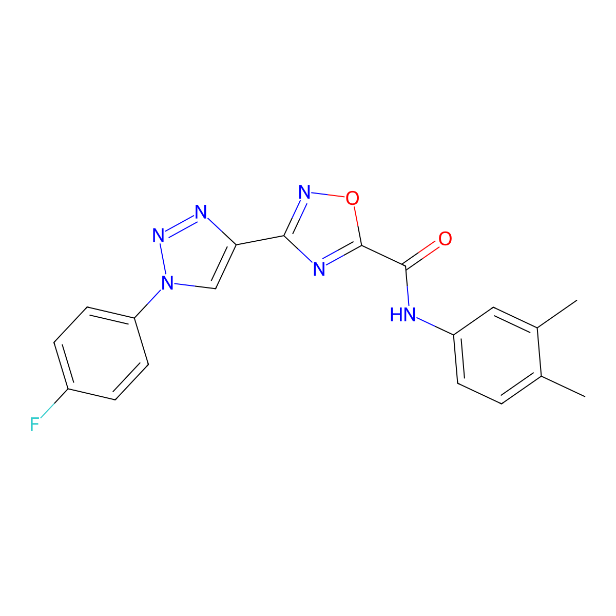 N-(3,4-dimethylphenyl)-3-[1-(4-fluorophenyl)-1H-1,2,3-triazol-4-yl]-1,2,4-oxadiazole-5-carboxamide molecular structure, CAS 1251625-39-4
