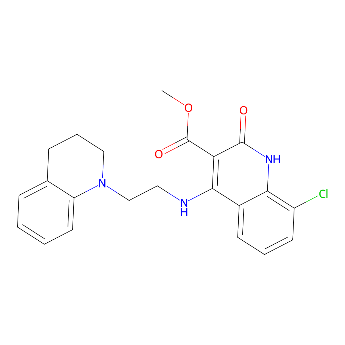 Methyl 8-chloro-2-oxo-4-{[2-(1,2,3,4-tetrahydroquinolin-1-yl)ethyl]amino}-1,2-dihydroquinoline-3-carboxylate molecular structure, CAS 1251625-53-2
