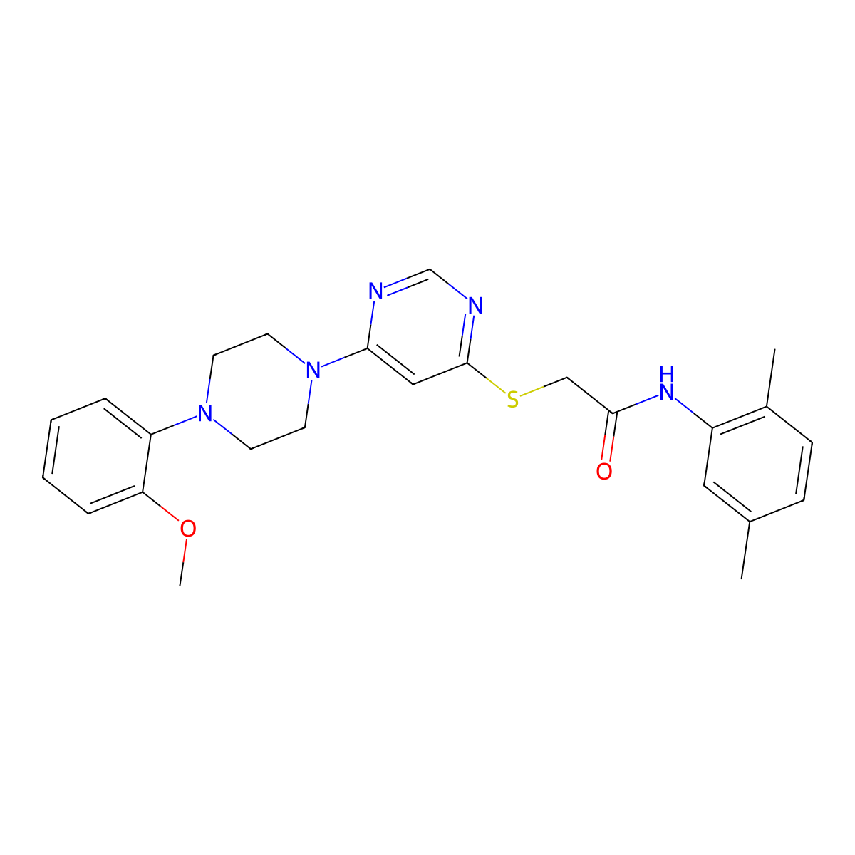 N-(2,5-dimethylphenyl)-2-({6-[4-(2-methoxyphenyl)piperazin-1-yl]pyrimidin-4-yl}sulfanyl)acetamide molecular structure, CAS 1251625-57-6