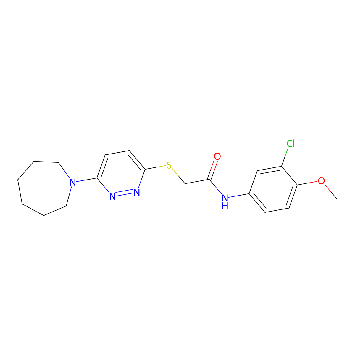 2-{[6-(azepan-1-yl)pyridazin-3-yl]sulfanyl}-N-(3-chloro-4-methoxyphenyl)acetamide molecular structure, CAS 1251625-63-4