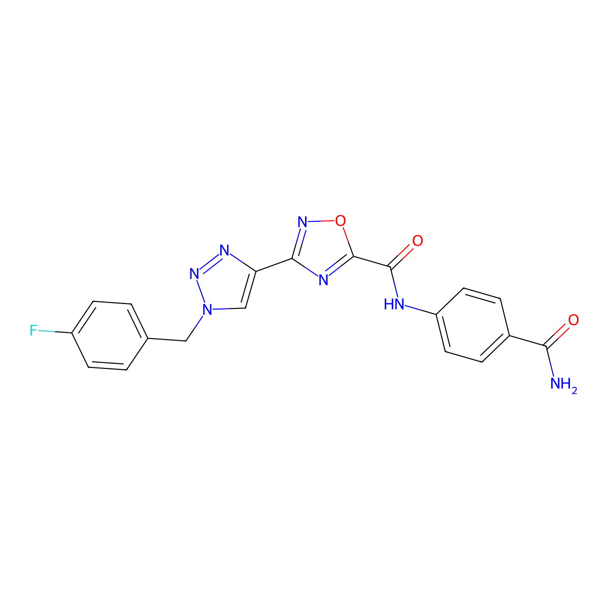 N-(4-carbamoylphenyl)-3-{1-[(4-fluorophenyl)methyl]-1H-1,2,3-triazol-4-yl}-1,2,4-oxadiazole-5-carboxamide molecular structure, CAS 1251625-64-5