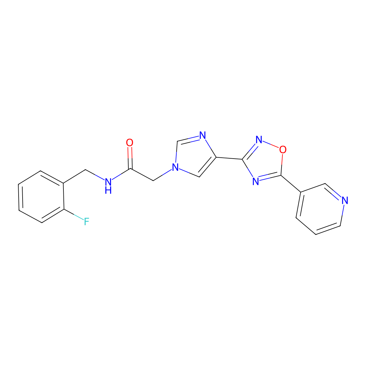 N-[(2-fluorophenyl)methyl]-2-{4-[5-(pyridin-3-yl)-1,2,4-oxadiazol-3-yl]-1H-imidazol-1-yl}acetamide molecular structure, CAS 1251625-65-6