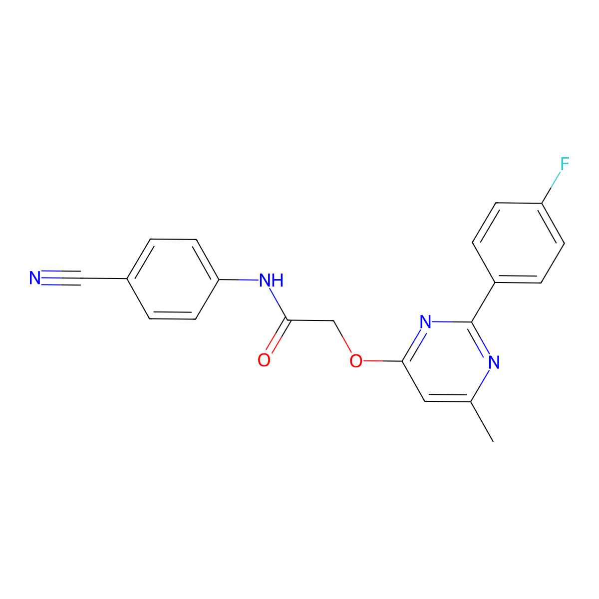 N-(4-cyanophenyl)-2-{[2-(4-fluorophenyl)-6-methylpyrimidin-4-yl]oxy}acetamide molecular structure, CAS 1251625-69-0