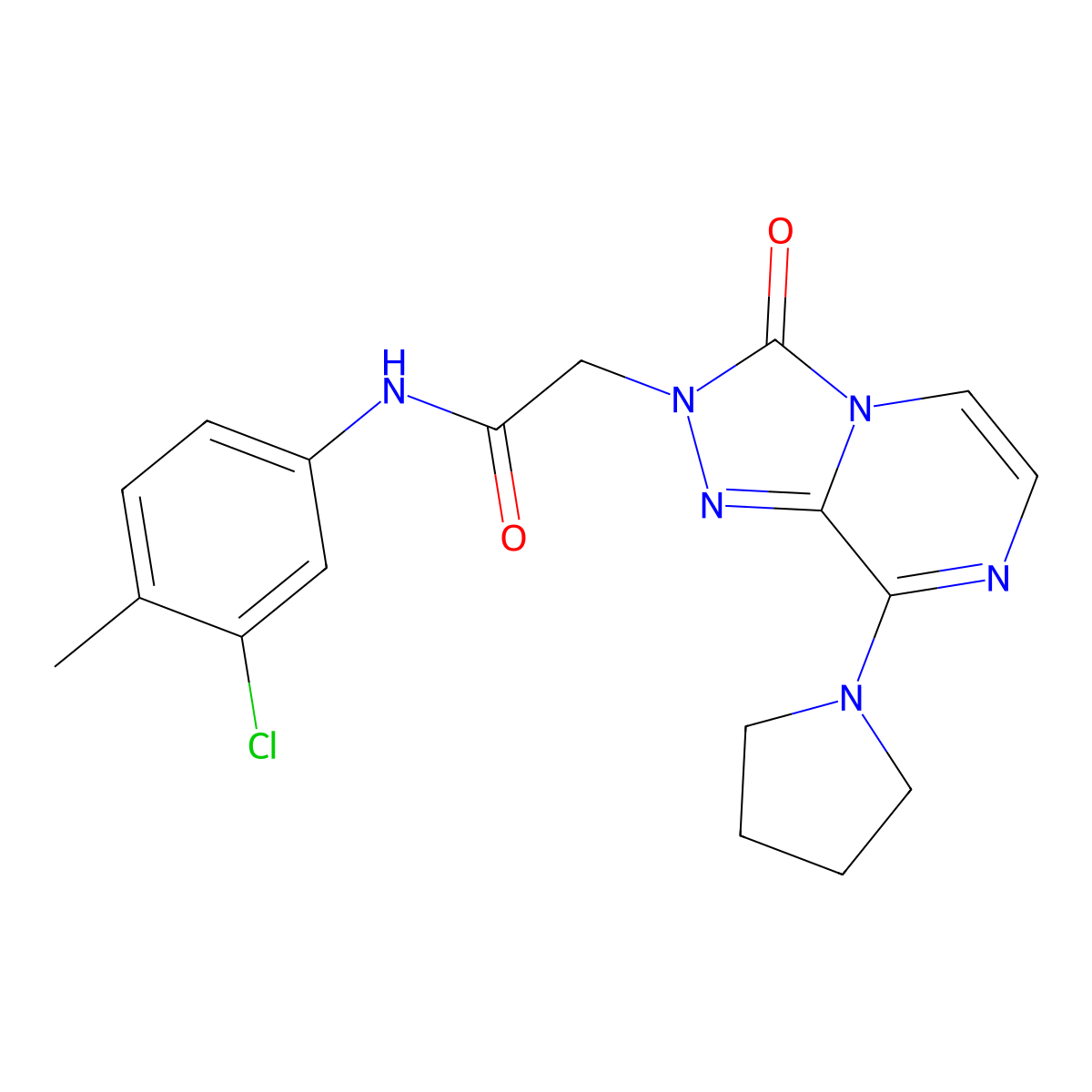 N-(3-chloro-4-methylphenyl)-2-(3-oxo-8-pyrrolidin-1-yl[1,2,4]triazolo[4,3-a]pyrazin-2(3H)-yl)acetamide molecular structure, CAS 1251625-70-3