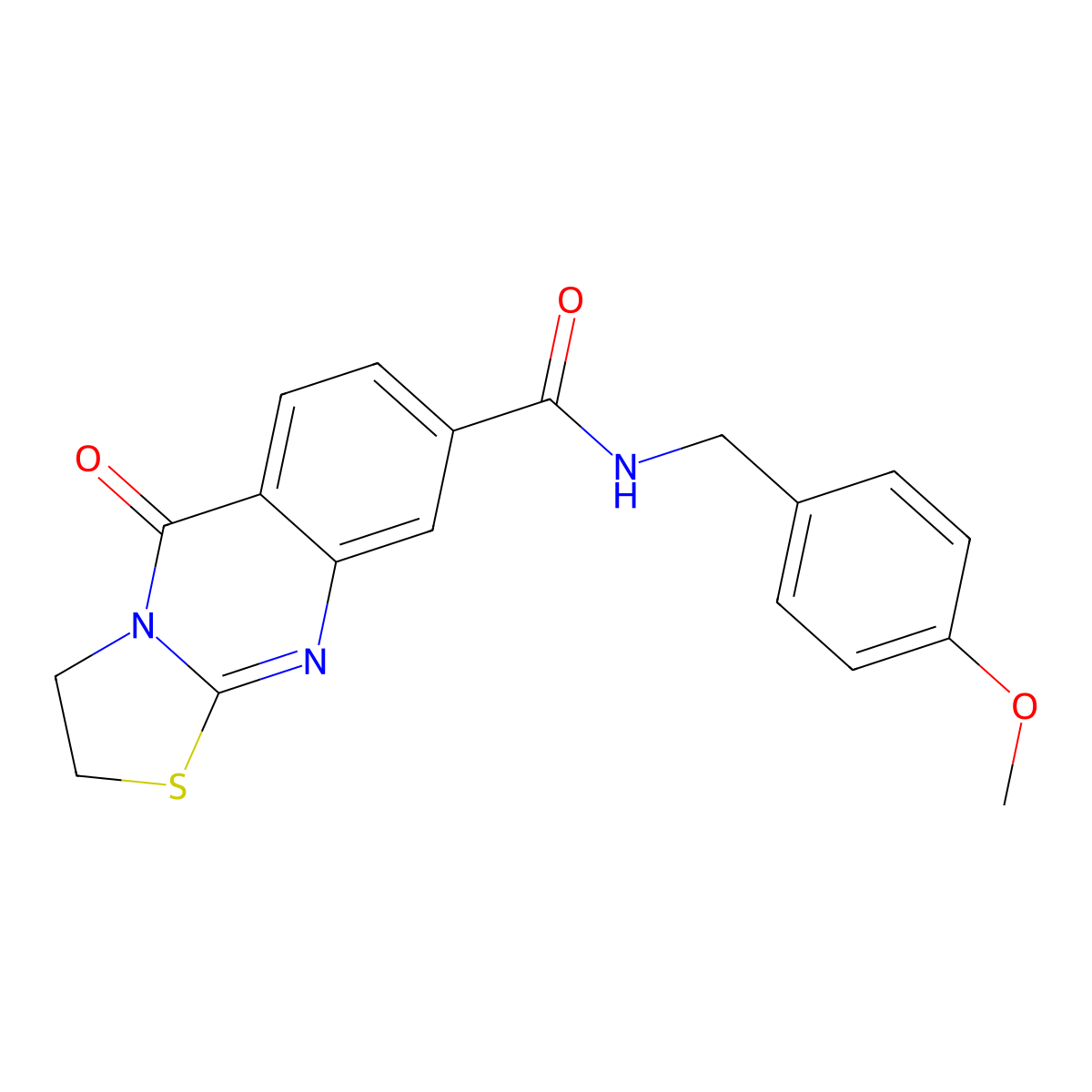 N-(4-methoxybenzyl)-5-oxo-3,5-dihydro-2H-thiazolo[2,3-b]quinazoline-8-carboxamide molecular structure, CAS 1251625-75-8
