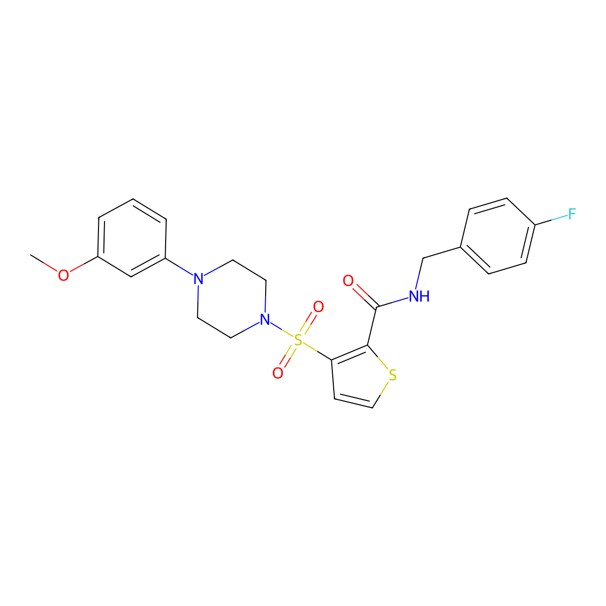 N-(4-fluorobenzyl)-3-{[4-(3-methoxyphenyl)piperazin-1-yl]sulfonyl}thiophene-2-carboxamide molecular structure, CAS 1251625-76-9