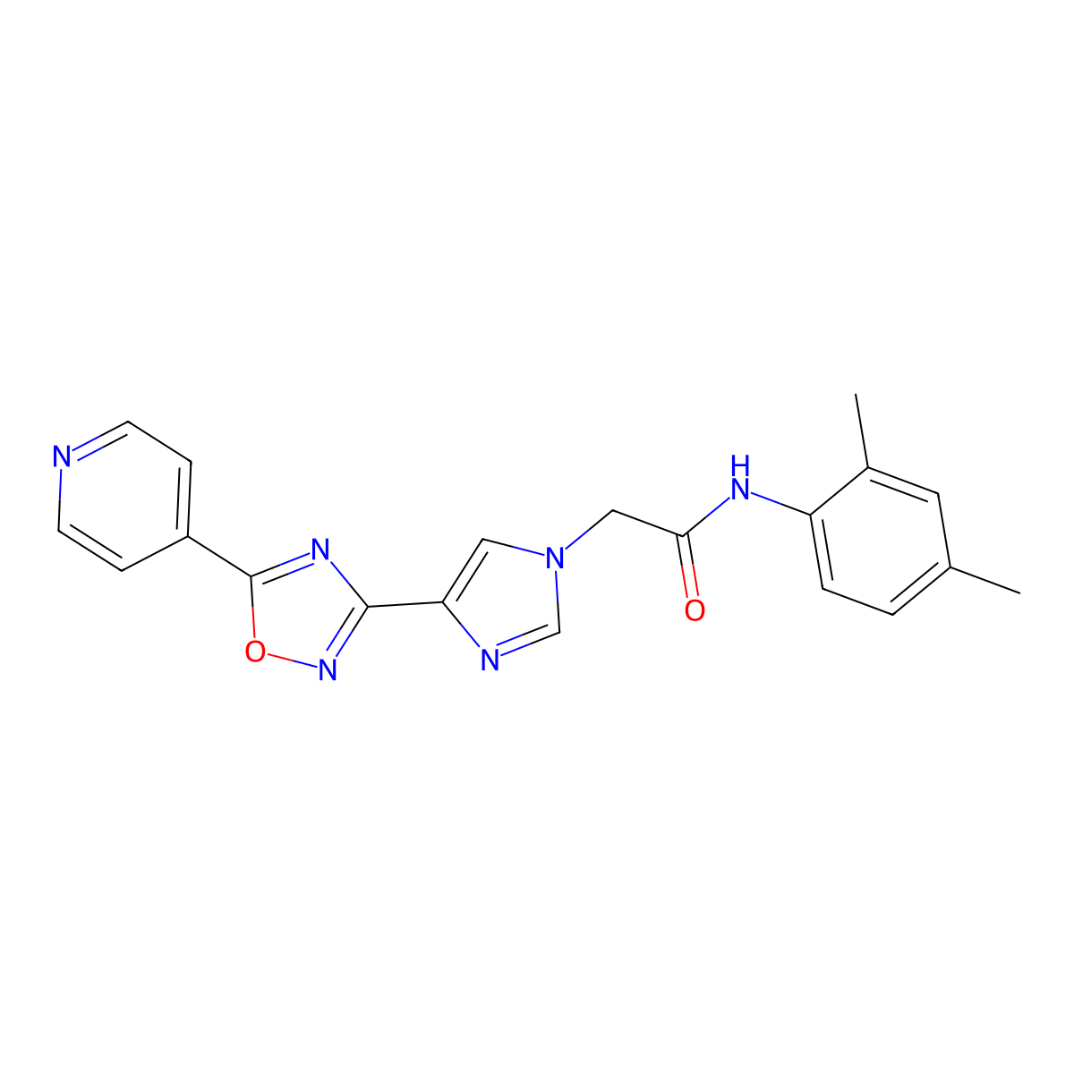 N-(2,4-dimethylphenyl)-2-{4-[5-(pyridin-4-yl)-1,2,4-oxadiazol-3-yl]-1H-imidazol-1-yl}acetamide molecular structure, CAS 1251625-78-1
