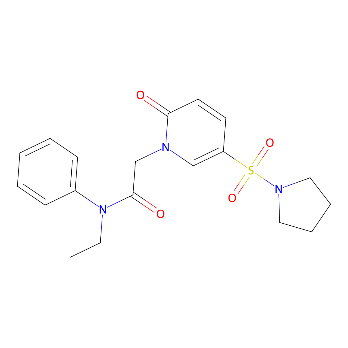 N-ethyl-2-(2-oxo-5-(pyrrolidin-1-ylsulfonyl)pyridin-1(2H)-yl)-N-phenylacetamide molecular structure, CAS 1251625-86-1