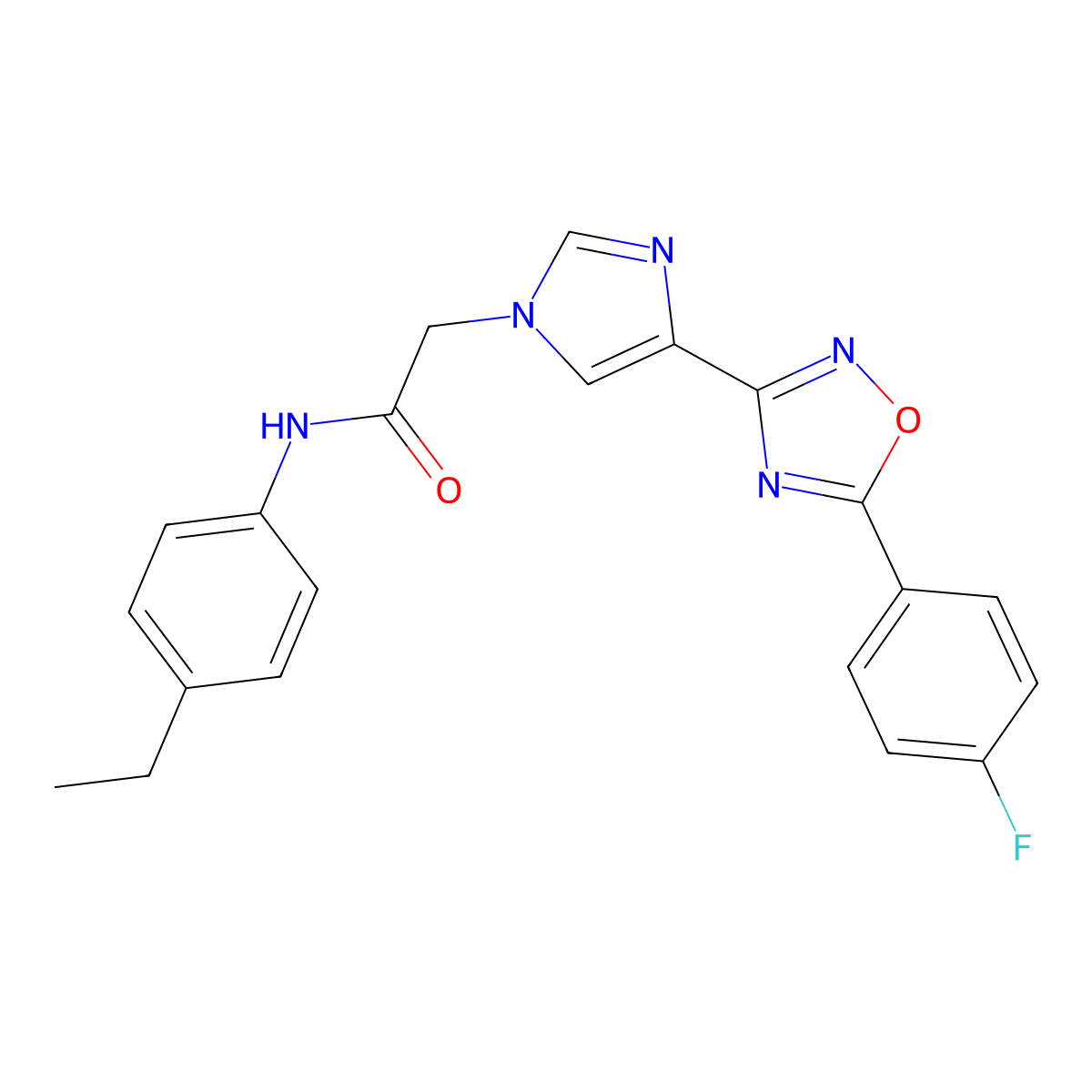 N-(4-ethylphenyl)-2-{4-[5-(4-fluorophenyl)-1,2,4-oxadiazol-3-yl]-1H-imidazol-1-yl}acetamide molecular structure, CAS 1251625-91-8