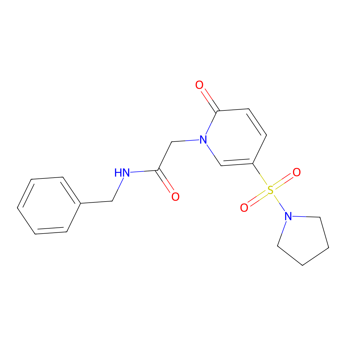 N-benzyl-2-(2-oxo-5-pyrrolidin-1-ylsulfonylpyridin-1-yl)acetamide molecular structure, CAS 1251625-95-2