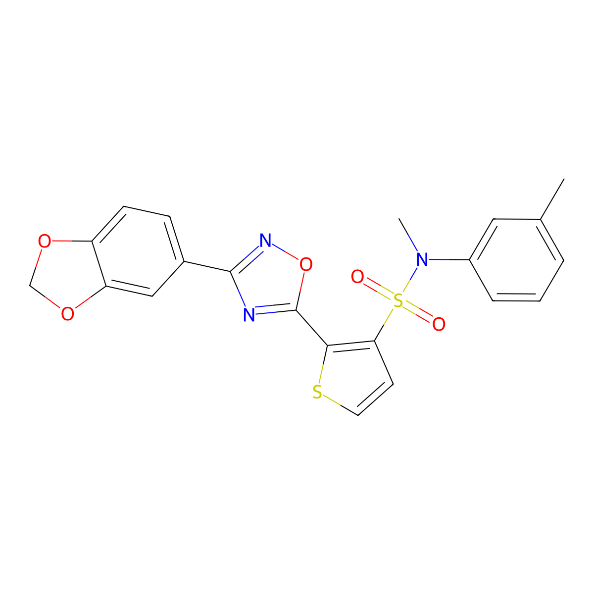 2-(3-(benzo[d][1,3]dioxol-5-yl)-1,2,4-oxadiazol-5-yl)-N-methyl-N-(m-tolyl)thiophene-3-sulfonamide molecular structure, CAS 1251625-98-5