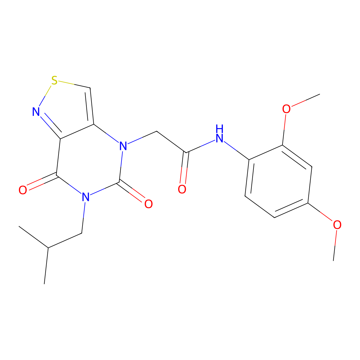 N-(2,4-dimethoxyphenyl)-2-(6-isobutyl-5,7-dioxo-6,7-dihydroisothiazolo[4,3-d]pyrimidin-4(5H)-yl)acetamide molecular structure, CAS 1251625-99-6