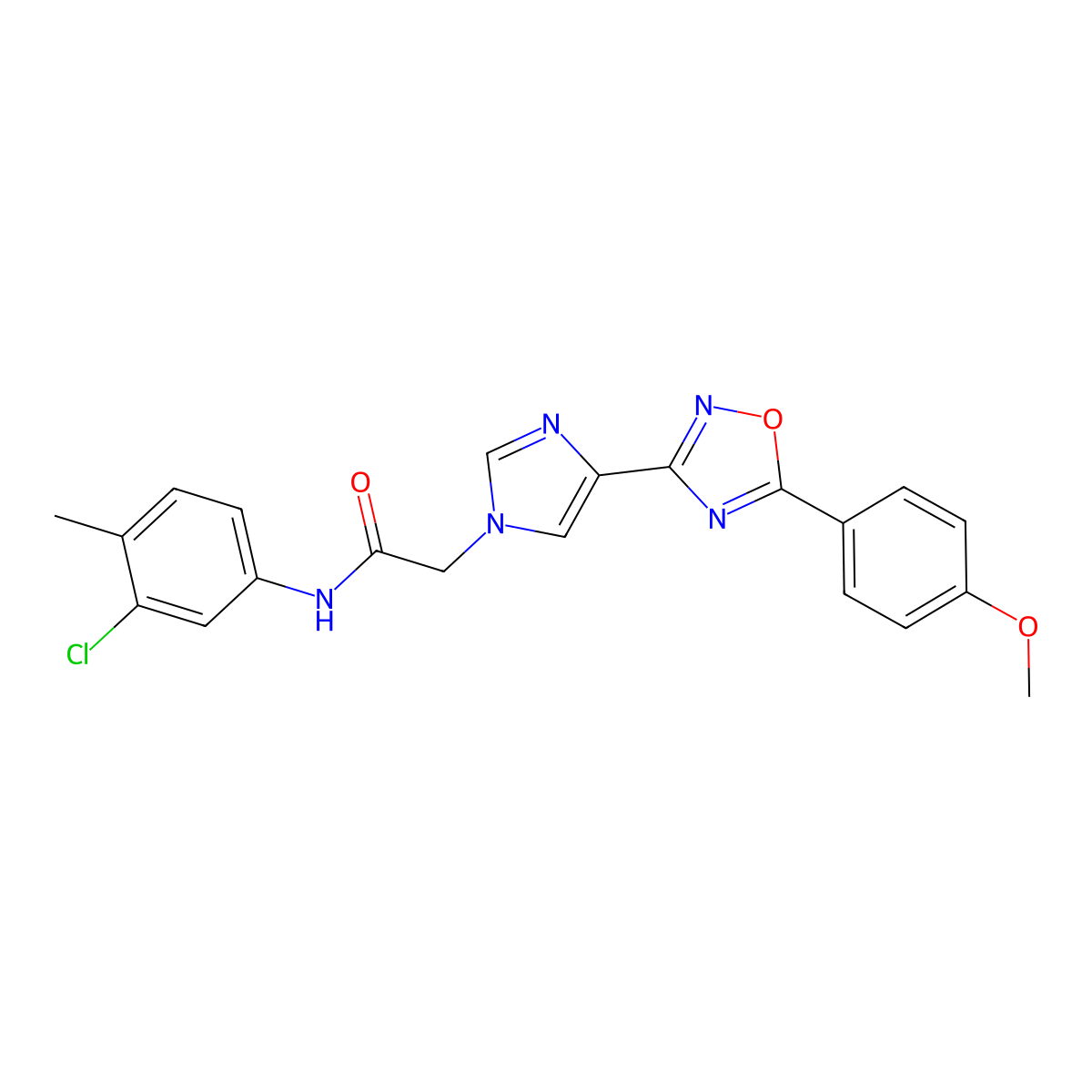 N-(3-chloro-4-methylphenyl)-2-{4-[5-(4-methoxyphenyl)-1,2,4-oxadiazol-3-yl]-1H-imidazol-1-yl}acetamide molecular structure, CAS 1251626-03-5