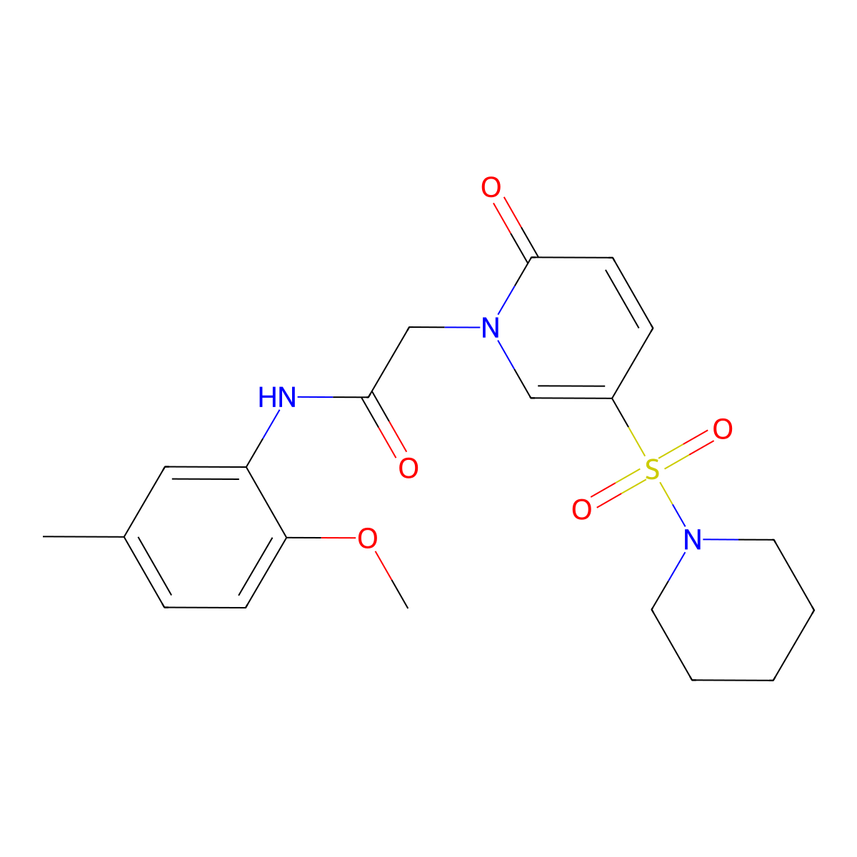 N-(2-methoxy-5-methylphenyl)-2-[2-oxo-5-(piperidin-1-ylsulfonyl)pyridin-1(2H)-yl]acetamide molecular structure, CAS 1251626-04-6