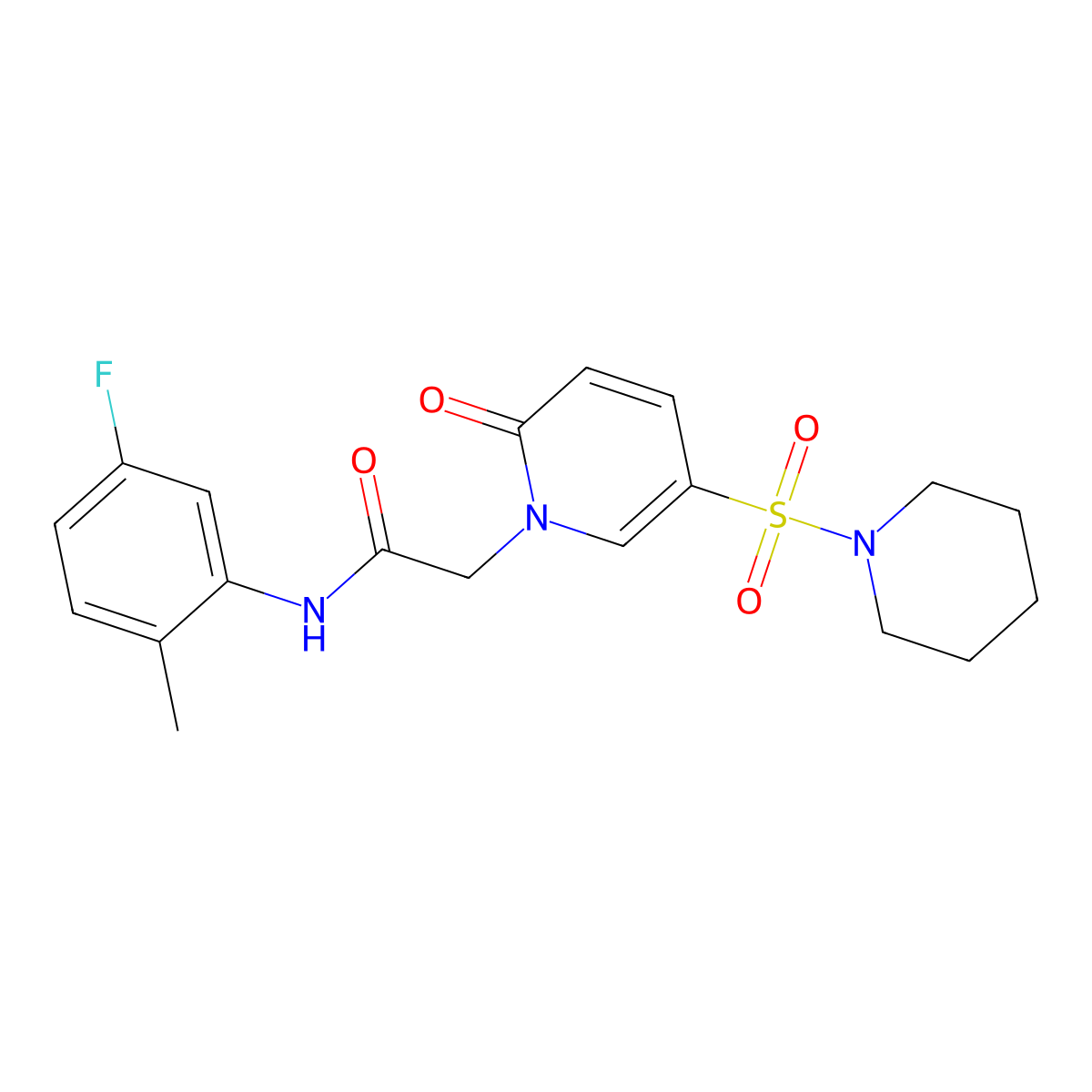 N-(5-fluoro-2-methylphenyl)-2-(2-oxo-5-(piperidin-1-ylsulfonyl)pyridin-1(2H)-yl)acetamide molecular structure, CAS 1251626-07-9