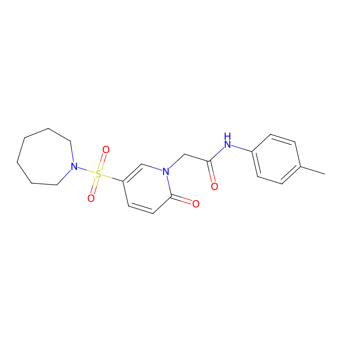 2-[5-(azepane-1-sulfonyl)-2-oxo-1,2-dihydropyridin-1-yl]-N-(4-methylphenyl)acetamide molecular structure, CAS 1251626-13-7
