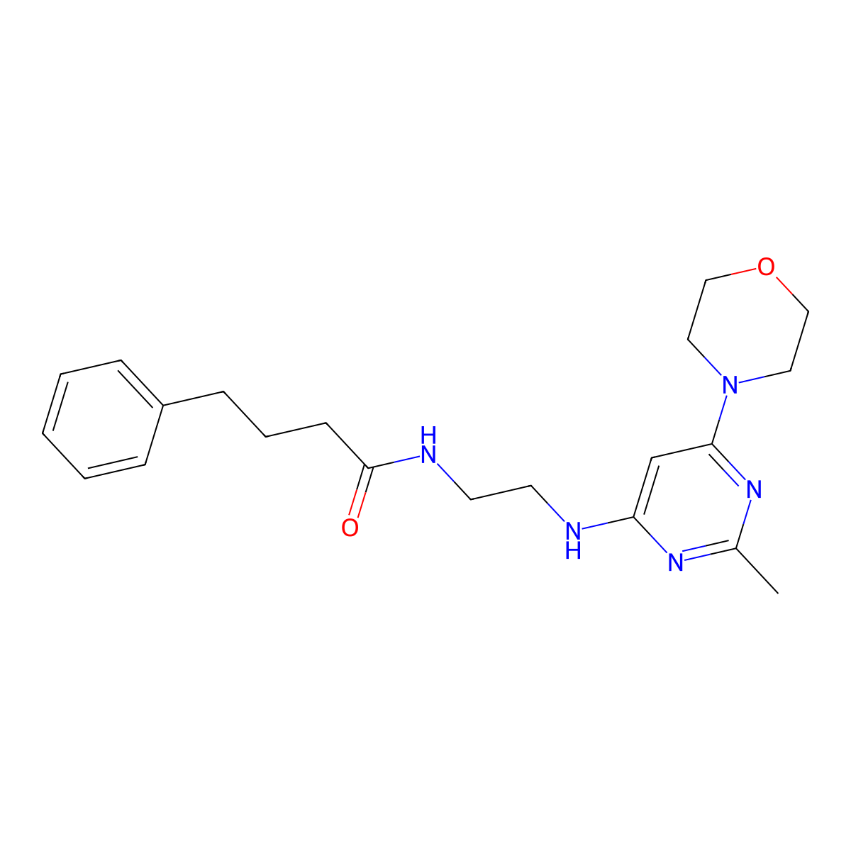 N-(2-((2-methyl-6-morpholinopyrimidin-4-yl)amino)ethyl)-4-phenylbutanamide molecular structure, CAS 1251626-17-1