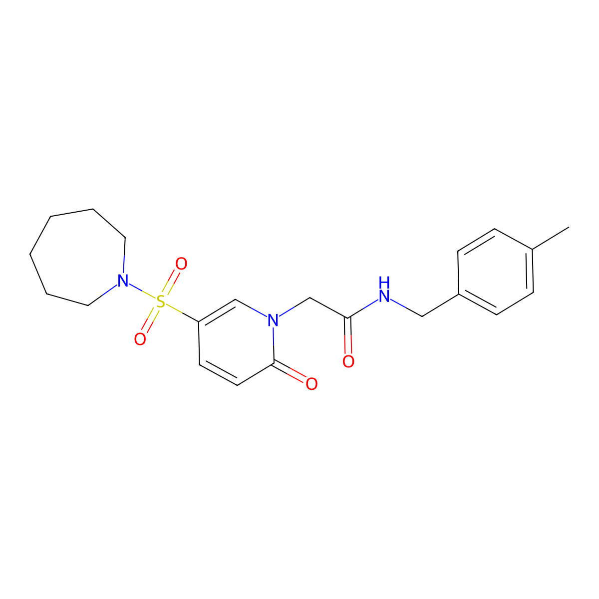 2-(5-(azepan-1-ylsulfonyl)-2-oxopyridin-1(2H)-yl)-N-(4-methylbenzyl)acetamide molecular structure, CAS 1251626-20-6