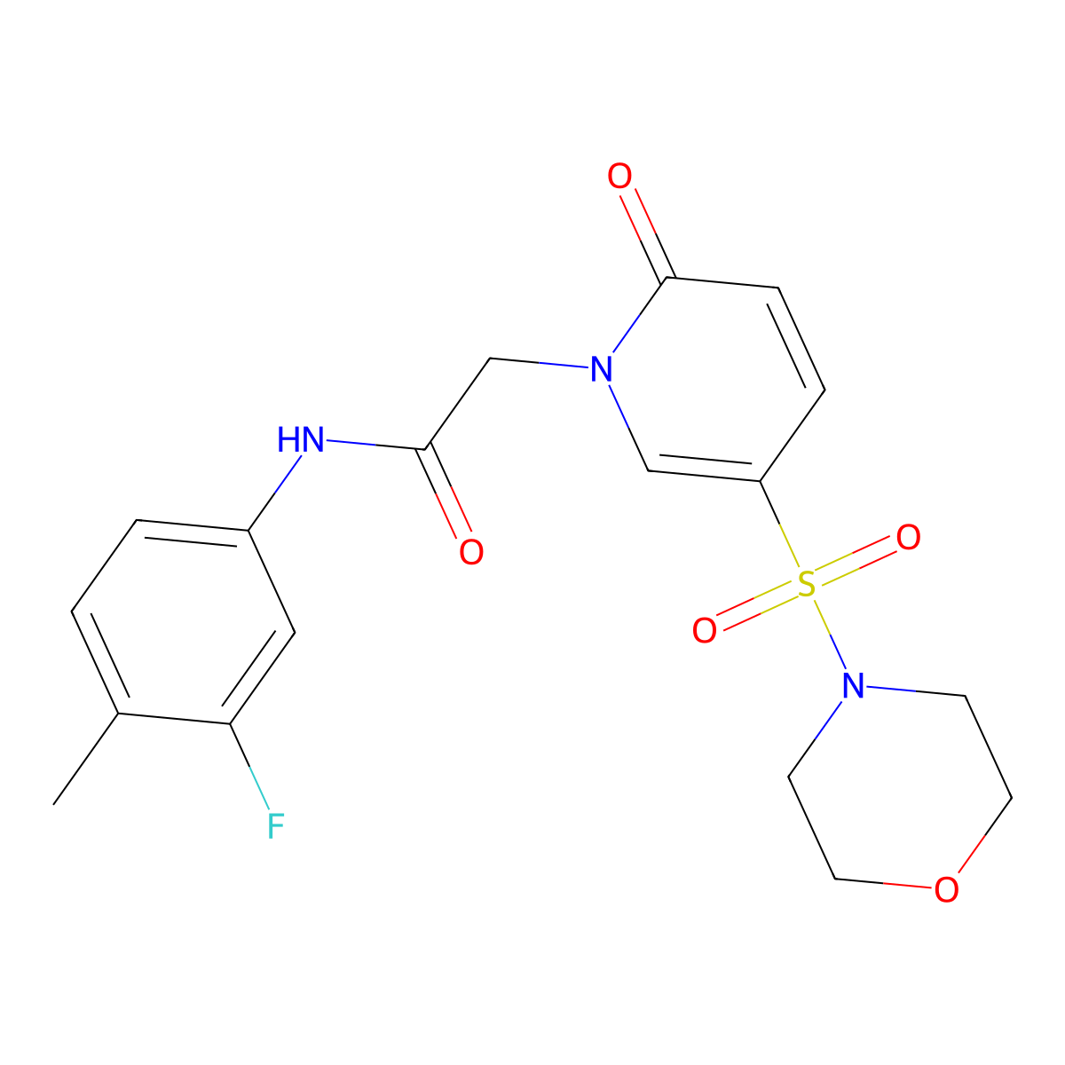 N-(3-fluoro-4-methylphenyl)-2-[5-(morpholin-4-ylsulfonyl)-2-oxopyridin-1(2H)-yl]acetamide molecular structure, CAS 1251626-24-0
