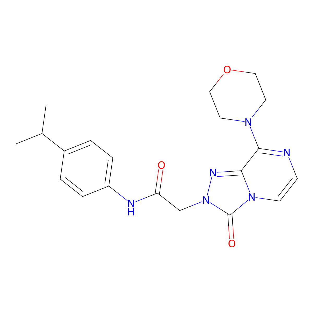 2-[8-(morpholin-4-yl)-3-oxo-2H,3H-[1,2,4]triazolo[4,3-a]pyrazin-2-yl]-N-[4-(propan-2-yl)phenyl]acetamide molecular structure, CAS 1251626-28-4