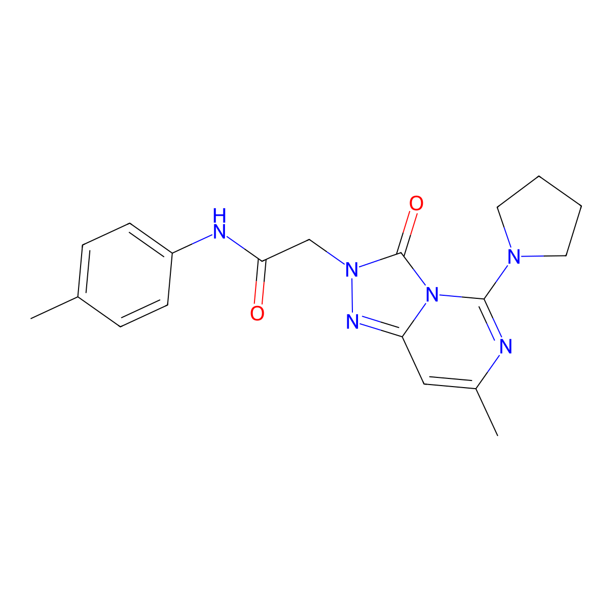2-[7-methyl-3-oxo-5-(pyrrolidin-1-yl)-2H,3H-[1,2,4]triazolo[4,3-c]pyrimidin-2-yl]-N-(4-methylphenyl)acetamide molecular structure, CAS 1251626-30-8