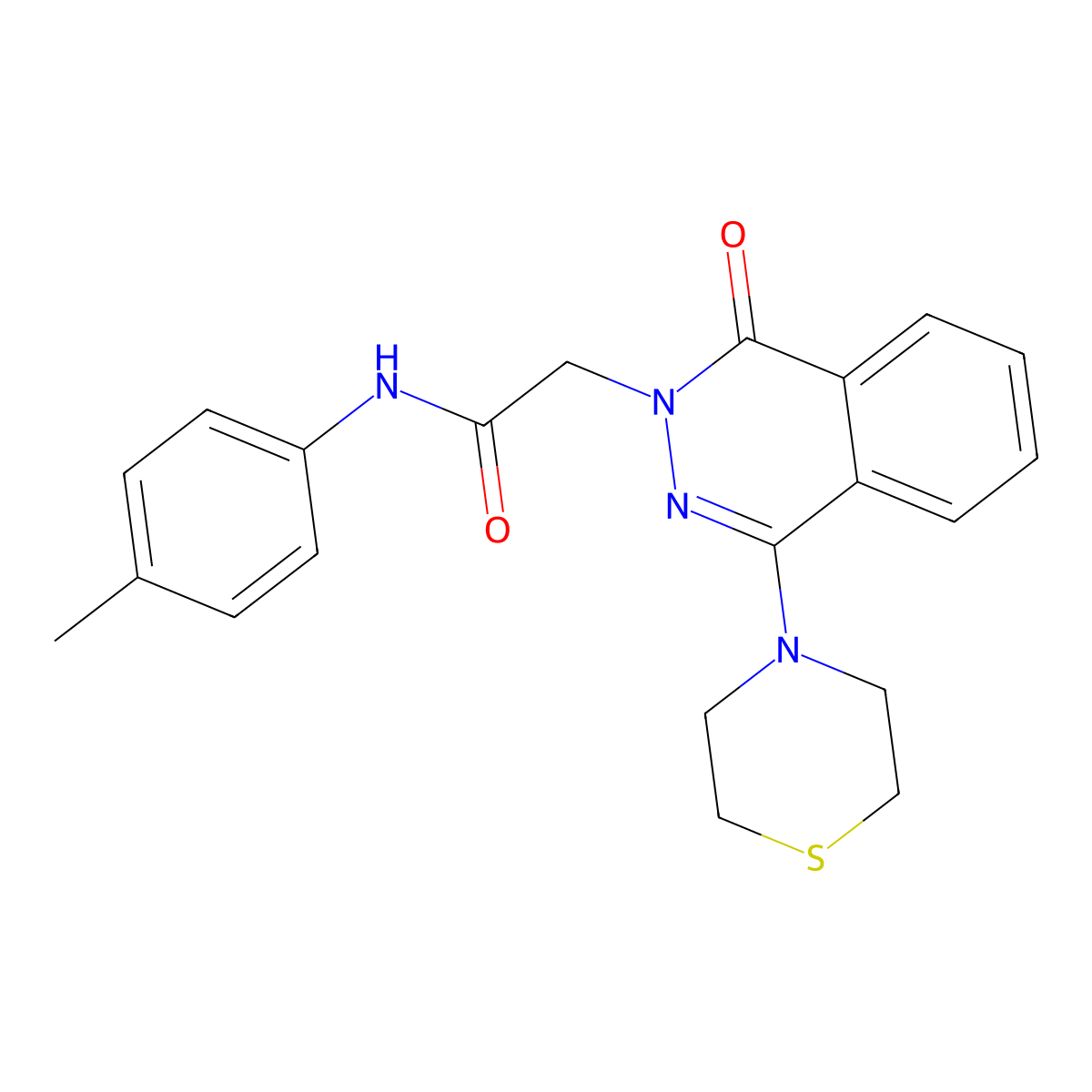 N-(4-methylphenyl)-2-[1-oxo-4-(thiomorpholin-4-yl)-1,2-dihydrophthalazin-2-yl]acetamide molecular structure, CAS 1251626-43-3