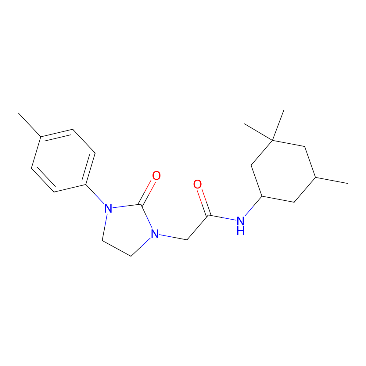 2-[3-(4-methylphenyl)-2-oxoimidazolidin-1-yl]-N-(3,3,5-trimethylcyclohexyl)acetamide molecular structure, CAS 1251626-44-4