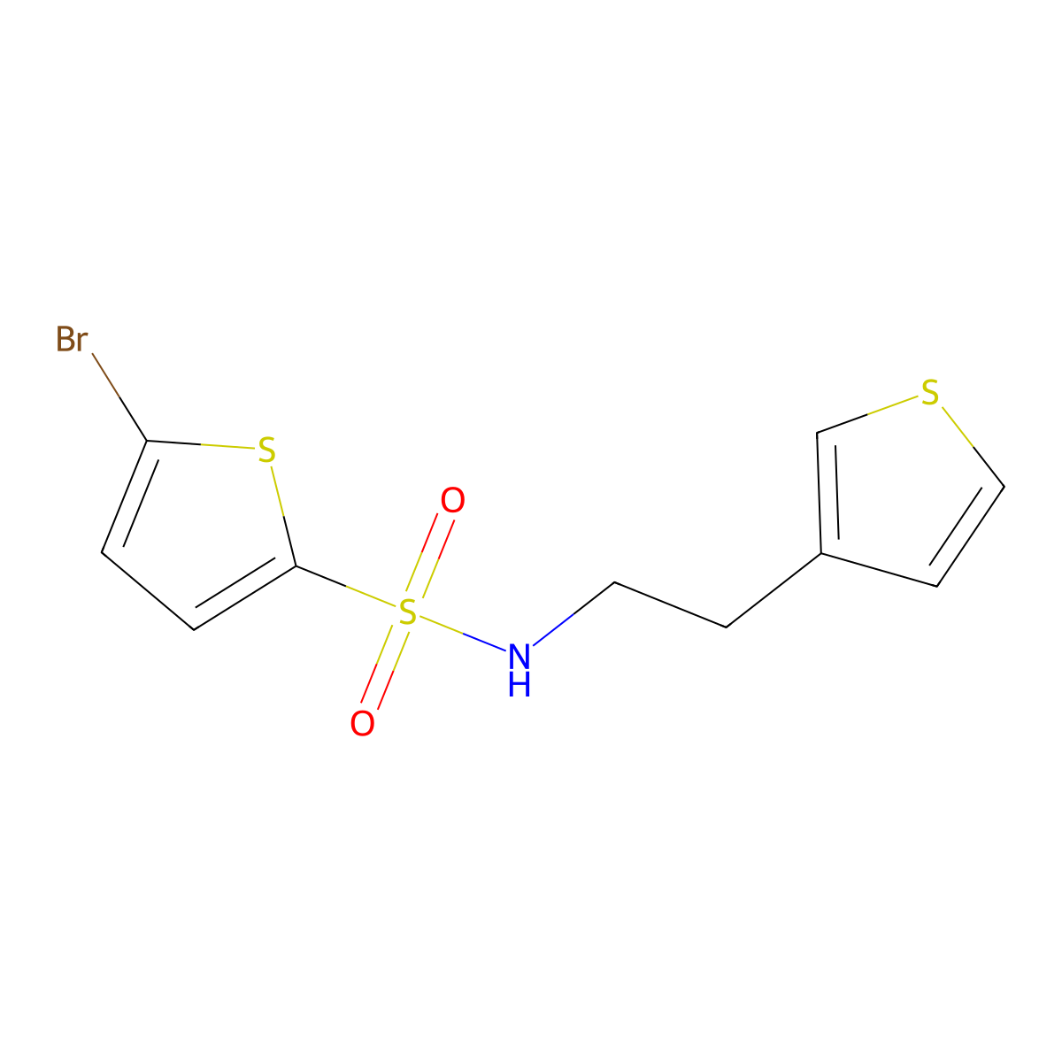 5-bromo-N-(2-(thiophen-3-yl)ethyl)thiophene-2-sulfonamide molecular structure, CAS 1251626-47-7