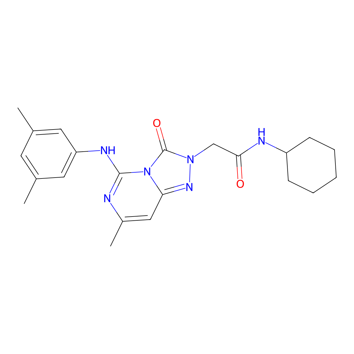 N-cyclohexyl-2-{5-[(3,5-dimethylphenyl)amino]-7-methyl-3-oxo-2H,3H-[1,2,4]triazolo[4,3-c]pyrimidin-2-yl}acetamide molecular structure, CAS 1251626-52-4