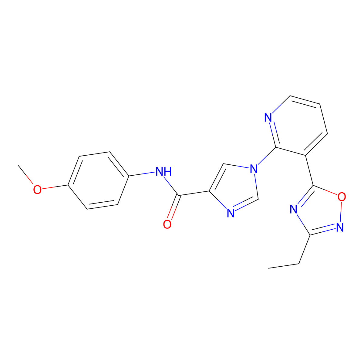 1-[3-(3-ethyl-1,2,4-oxadiazol-5-yl)pyridin-2-yl]-N-(4-methoxyphenyl)-1H-imidazole-4-carboxamide molecular structure, CAS 1251626-66-0