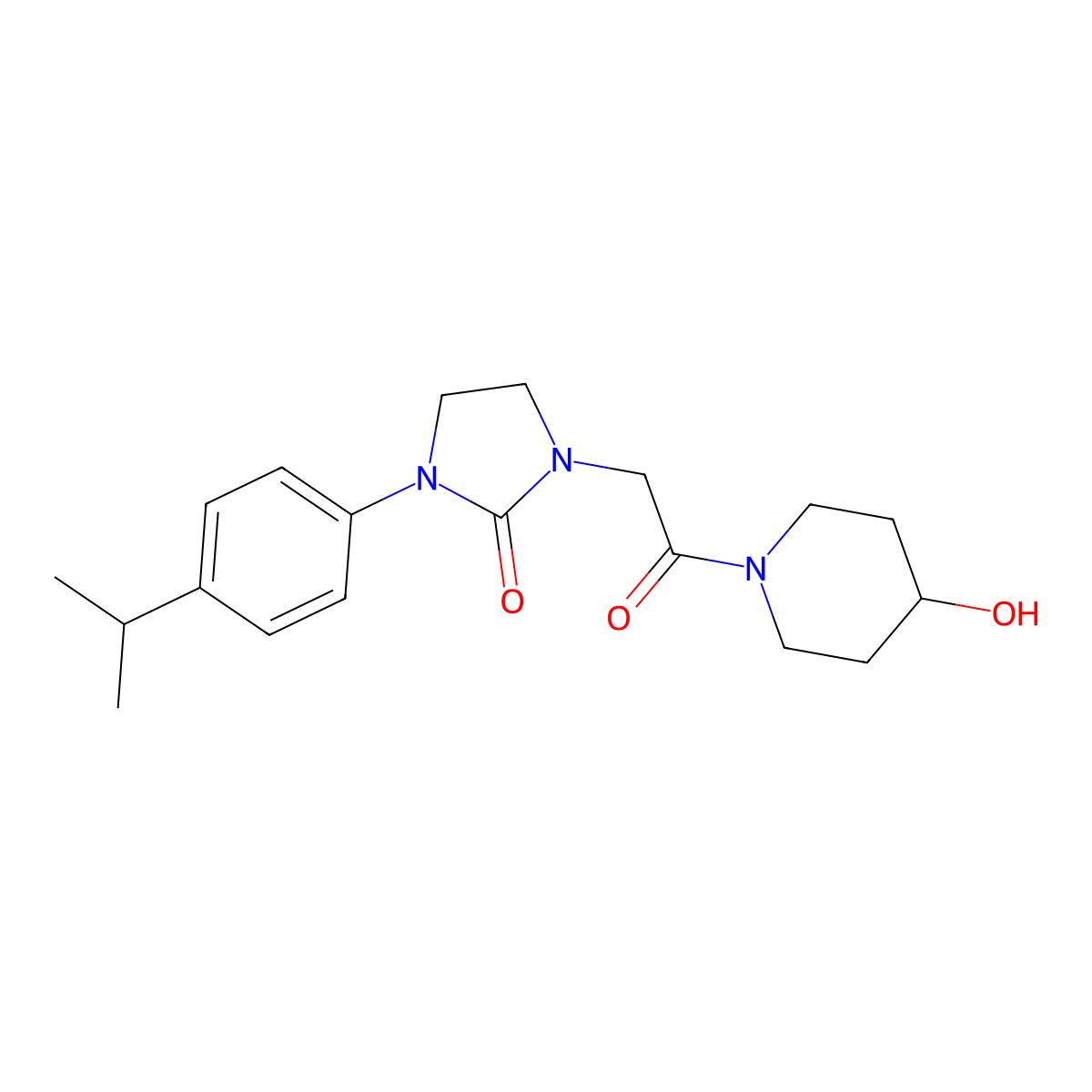 1-(2-(4-Hydroxypiperidin-1-yl)-2-oxoethyl)-3-(4-isopropylphenyl)imidazolidin-2-one molecular structure, CAS 1251626-67-1