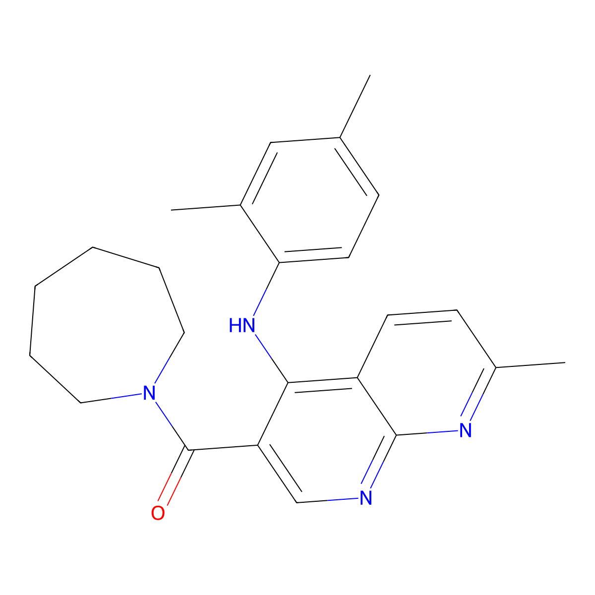 Azepan-1-yl(4-((2,4-dimethylphenyl)amino)-7-methyl-1,8-naphthyridin-3-yl)methanone molecular structure, CAS 1251626-73-9