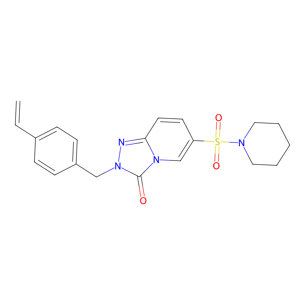 6-(piperidin-1-ylsulfonyl)-2-(4-vinylbenzyl)[1,2,4]triazolo[4,3-a]pyridin-3(2H)-one molecular structure, CAS 1251626-74-0