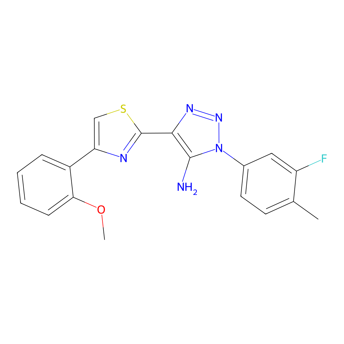 1-(3-fluoro-4-methylphenyl)-4-(4-(2-methoxyphenyl)thiazol-2-yl)-1H-1,2,3-triazol-5-amine molecular structure, CAS 1251626-76-2