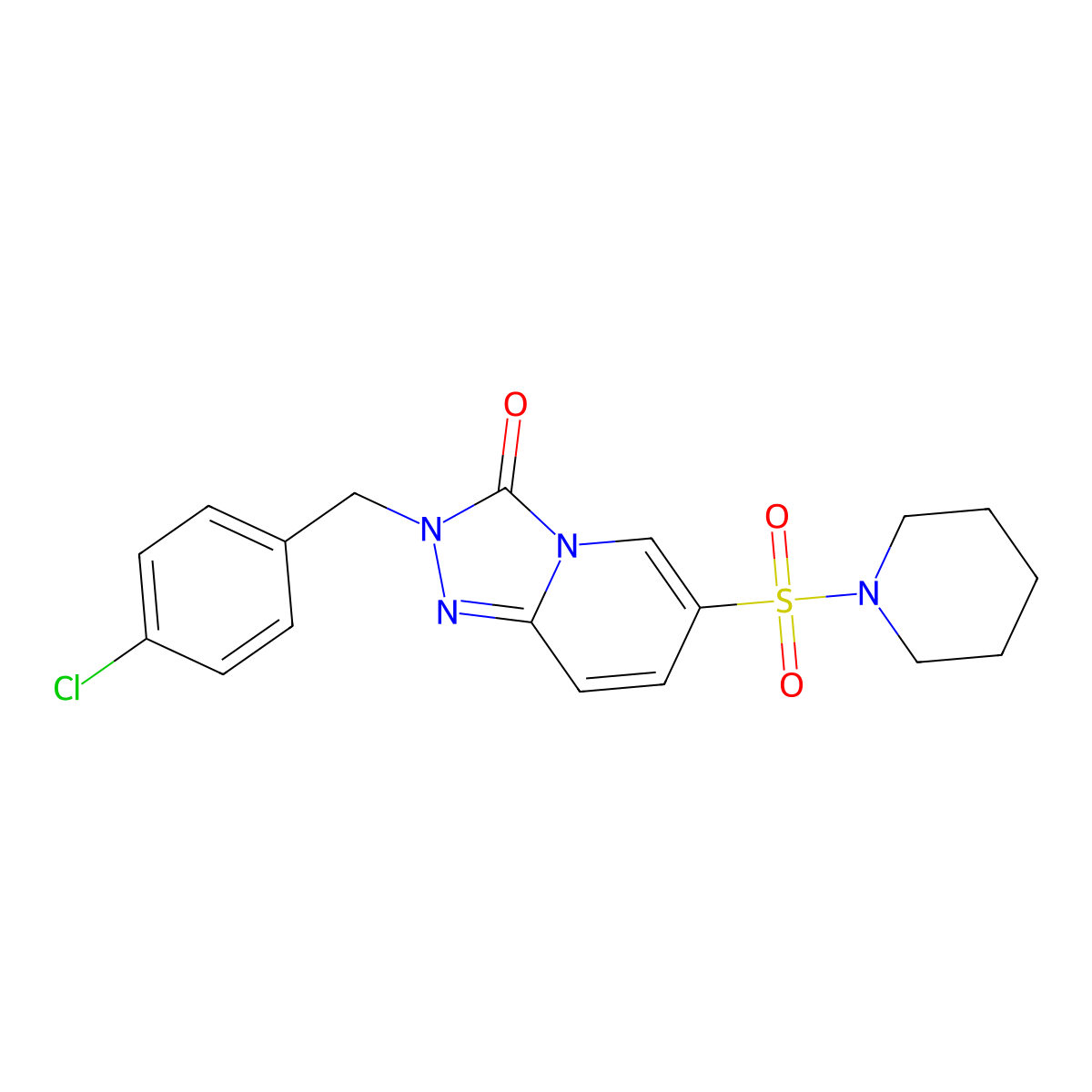 2-(4-chlorobenzyl)-6-(piperidin-1-ylsulfonyl)[1,2,4]triazolo[4,3-a]pyridin-3(2H)-one molecular structure, CAS 1251626-78-4